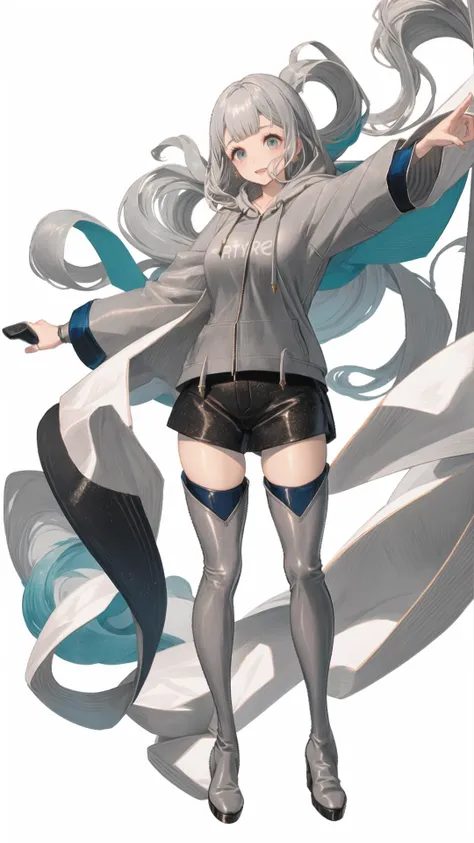 1girl, star, sequins, (curvy), Tonokori, looking at viewer, white pantyhose, thigh bands, (((((grey hoodie, jacket, thigh boots))))), long hair,
<lora:Tonokori-1-000016:0.6>