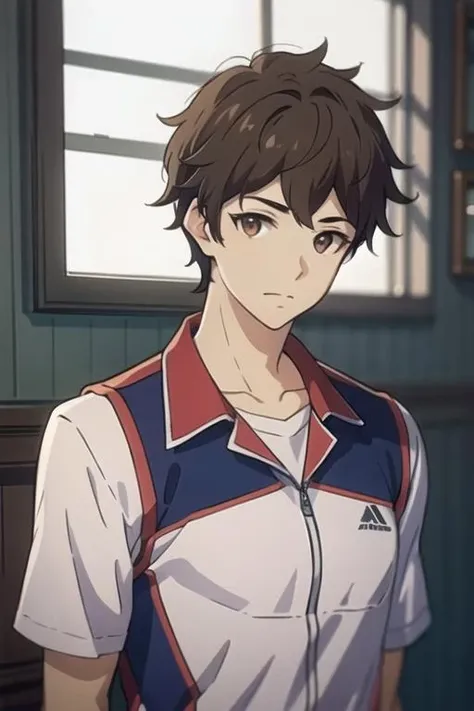 masterpiece, best quality, high quality, 1boy, solo, male focus, looking at viewer, upper body, <lora:tony_freed:0.64>, tony_freed, brown hair, brown eyes, realistic, sportswear
