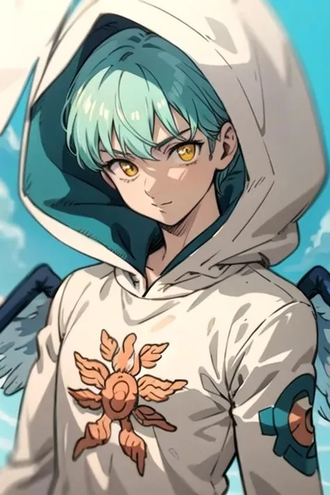 masterpiece, best quality, ultra-detailed, illustration, 1boy, solo, male focus, looking at viewer, upper body, depth of field, <lora:sariel_nanatsu_no_taizai:0.72>, sariel_nanatsu_no_taizai, , , hood,