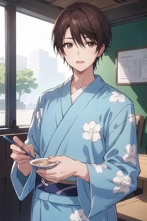 masterpiece, best quality, ultra-detailed, illustration, 1boy, solo, male focus, looking at viewer, , , <lora:yuuta_kadowaki:0.72>, yuuta_kadowaki, , yukata