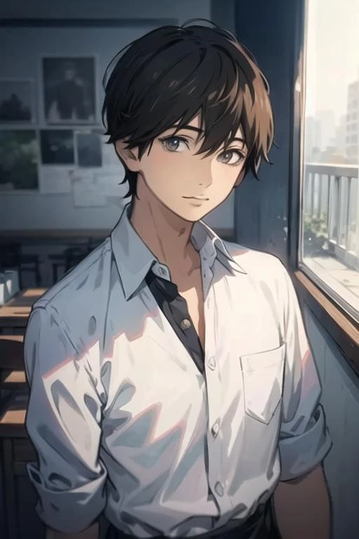 masterpiece, best quality, ultra-detailed, illustration, 1boy, solo, male focus, looking at viewer, upper body, , <lora:kakeru_naruse:0.76>, kakeru_naruse, ,