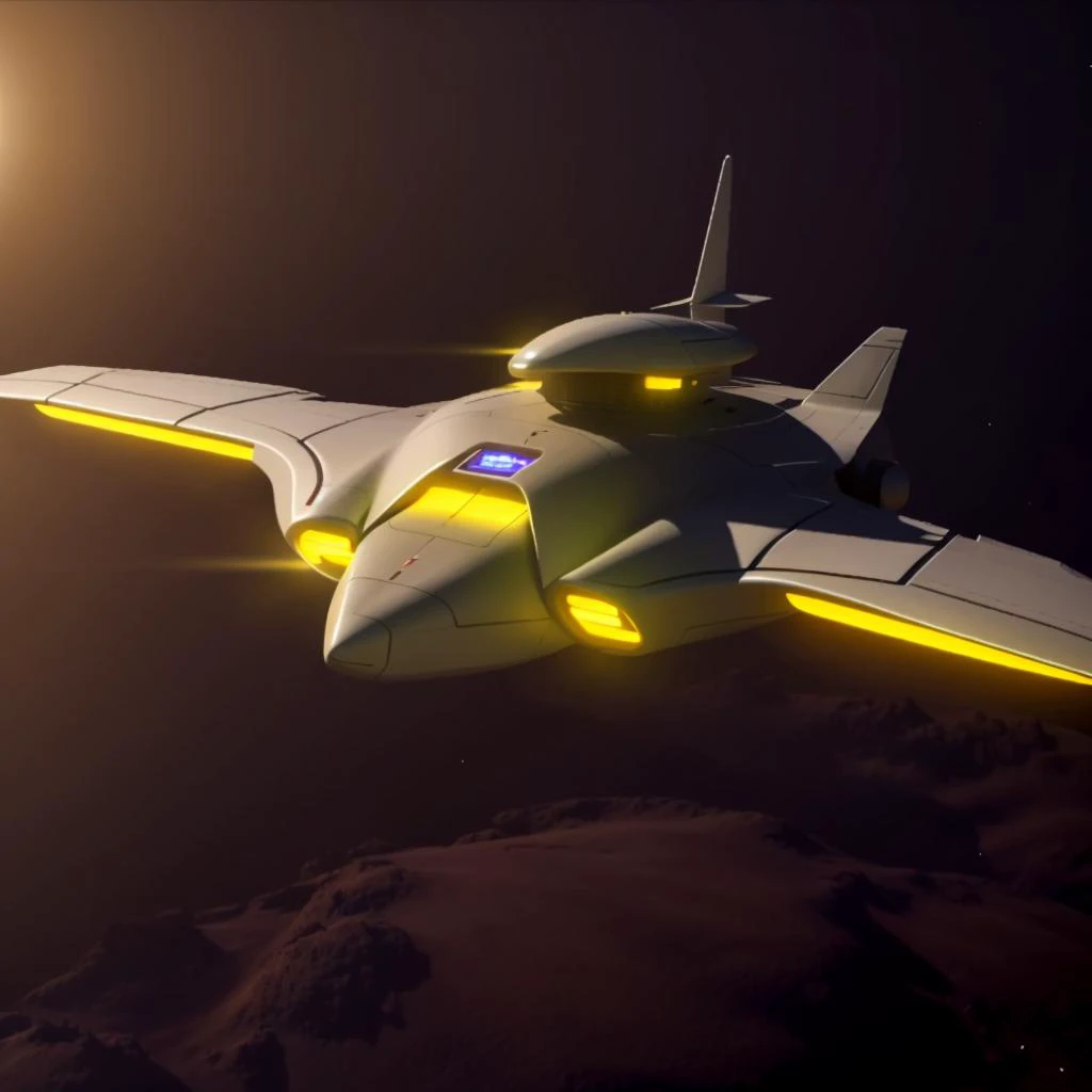 an alien starship in orbit over earth, photorealistic