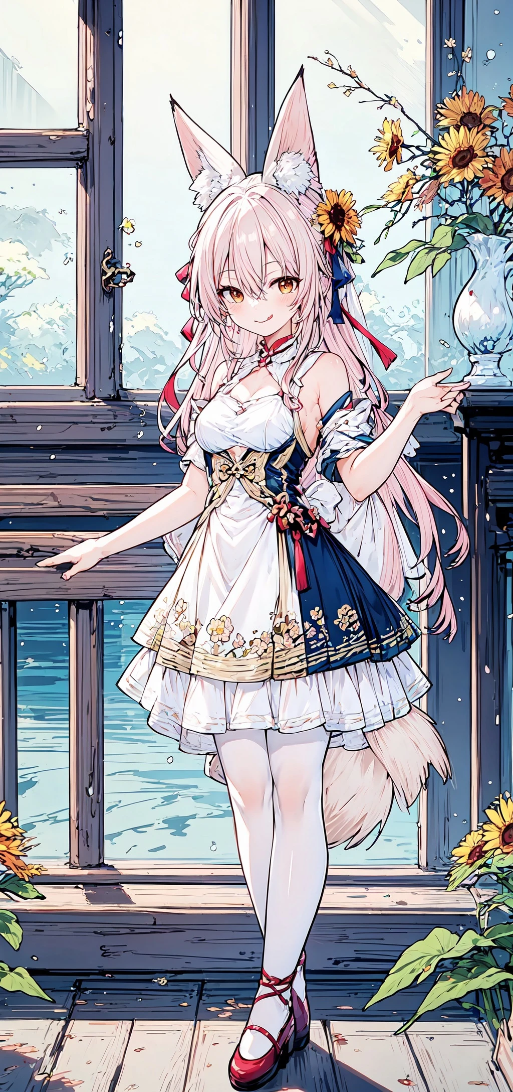 masterpiece,best quality, 1girl, blood on hands, closed mouth, holding, holding heart, licking lips, smile, solo, standing, tongue, tongue out,1girl, angel, brown eyes, brown hair, fangs, fingernails, hair between eyes, hair ribbon, multicolored hair, ponytail, red hair, streaked hair, wings, bouquet, bubble, fish, groin, surgeonfish, tropical fish, underwater, <lora:LowPinkStyle2:0.8> <lora:add_detail:0.7>