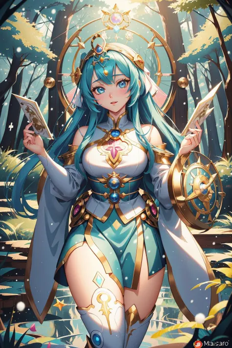 Ganyu, genshin impact, topless, ((white sheet covers her lap)), laying on the grass, big breasts, (((4 arms))), ((white panties)), ((marry dress)), (red blush on her face)
