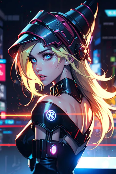 masterpiece,
(cyberpunk:1.2),
1girl, dainty, skinny, full lips, petite, neon lights, glowing, lens flare, cropped, looking back, portrait, open back,
<lora:IlluminatingJabMix:0.0>,
<lora:samdoesartsSamYang_offsetRightFilesize:0.4>,,
<lora:LORSMVKOHYA:0.0>,
<lora:darkMagicianGirlLora_1:0.0>, 
<lora:Robotaction:0.0>,