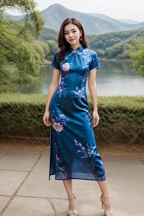 detailed, beautiful, cute, full body shot, scenic view, professional photo, <lora:Detail Slider V2 By Stable :0.4>
<lora:China Dress By Stable Yogi:1> indigo, long china dress, floral print