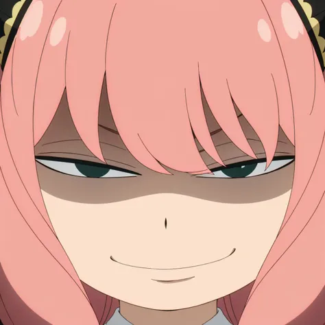 <lora:AnyaForgerSF001:0.7>,
AnyaForgerSF,
smirk,anya (spy x family),1girl,pink hair,solo,green eyes,smile,shaded face,looking at viewer,portrait,female child,closed mouth,bangs,meme,smug,close-up,blurry background,hair between eyes,blurry,medium hair,half-closed eyes,parody,scene reference,evil smile,indoors,child,squinting,cone hair bun,v-shaped eyebrows,