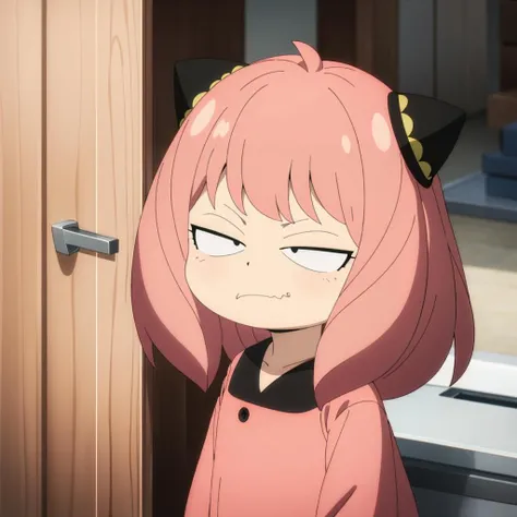<lora:AnyaForgerSF001:0.7>,
AnyaForgerSF,1female_child,pink hair,cone hair bun,
dress,
smug,