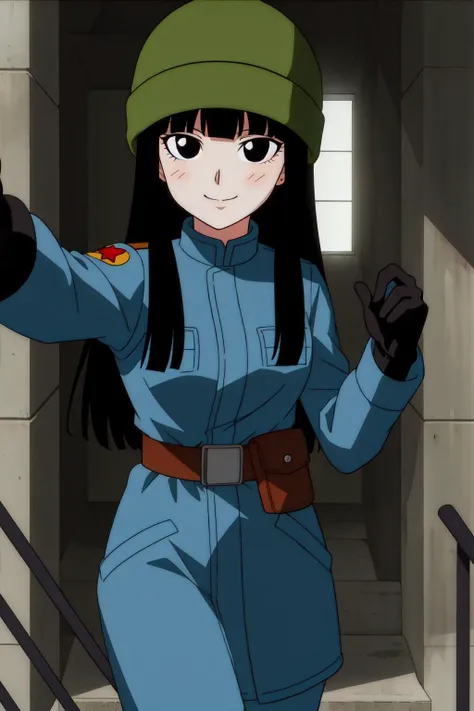 solo, 1girl, masterpiece, high quality,
<lora:FutureMai:0.6>, mai, long hair, black hair, black eyes,
coat, military, military uniform, pouch, hat(mai), running, black gloves,
(selfie), smile,