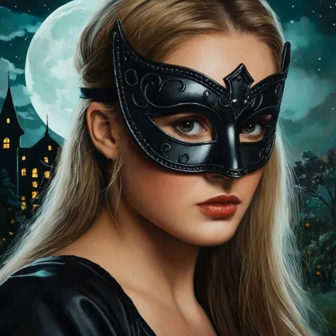 Dark Fantasy Art of <lora:Dark Art Painting Style:1>
a closeup of a painting of a woman with a mask on staring up at something dark art painting style, dark, moody, dark fantasy style