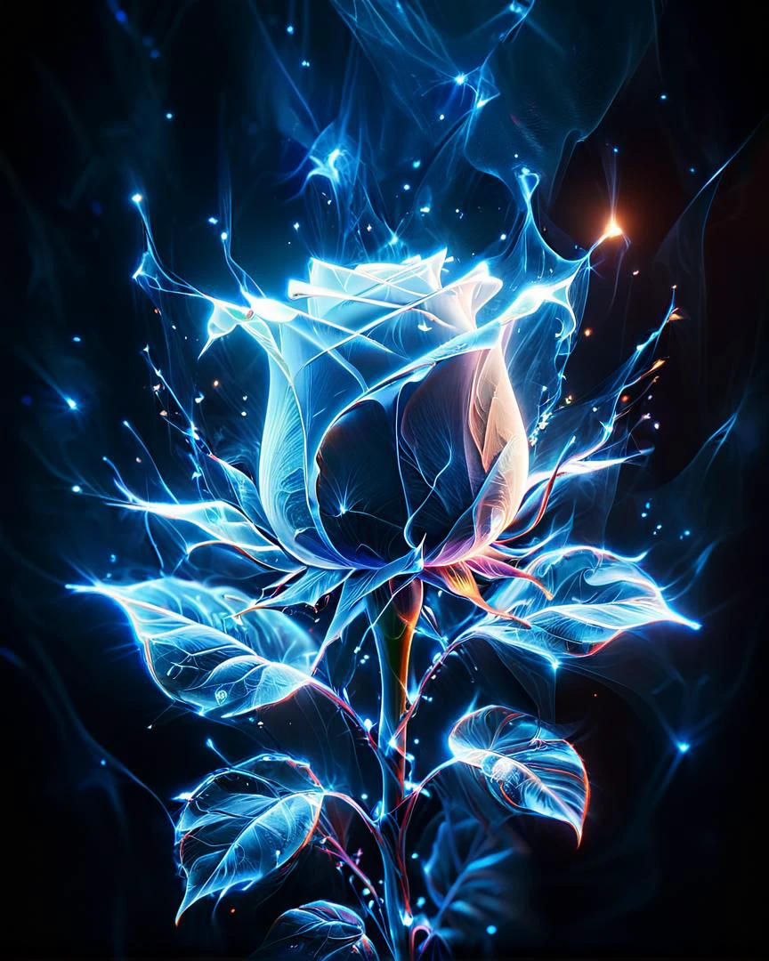 (headshot:1.5),rose,crisp focus,magnificent,ethereal,simple black background(transparent:1.5),<lora:Ghostly_Style_SDXL:1>,ais-ghostly,black,background,blue,<lora:Dark Art Painting Style:0.8>,Dark Art Painting Style,<lora:glowneon_xl_v1:0.8>, glowneon,glowing,sparks,