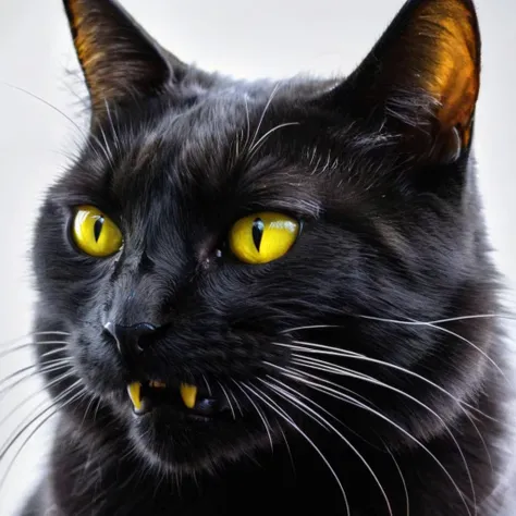 Dark Fantasy Art of <lora:Dark Art Painting Style:1>
a black cat with yellow eyes and sharp teeth dark art painting style, dark, moody, dark fantasy style