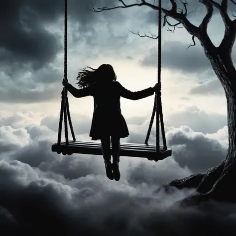 Dark Fantasy Art of <lora:Dark Art Painting Style:0.9>
point of view of a person holding hands on a swing in the sky dark art painting style, dark, moody, dark fantasy style