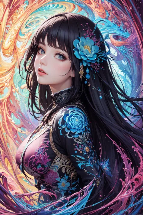 (masterpiece, top quality, best quality, official art, beautiful and aesthetic:1.2), (1girl), extreme detailed,(fractal art:1.3),colorful,highest detailed