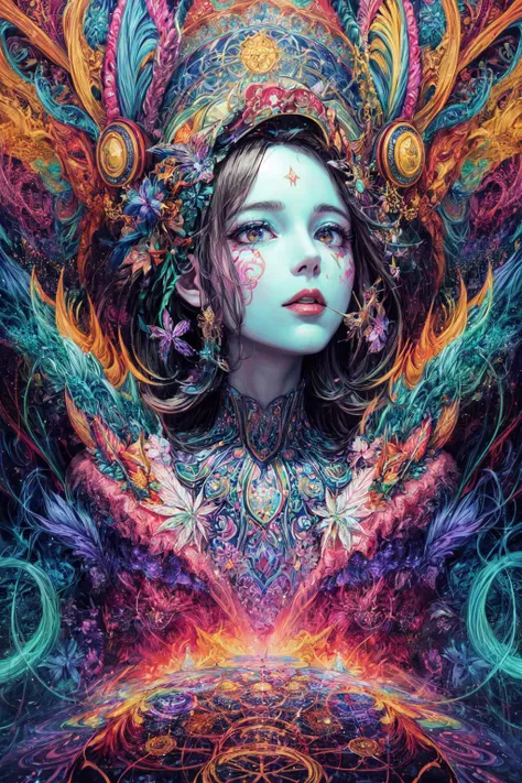 "A colorful butterfly floats in the universe in very high quality and in great detail, avec Octane Render, in space with hyper complex and symmetrical details, dans un style splash art, inspired by Albert Seveso."