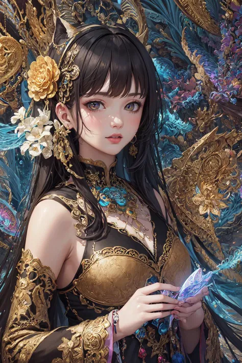 (masterpiece, top quality, best quality, official art, beautiful and aesthetic:1.2), (1girl:1.3), extreme detailed,(fractal art:1.3),colorful,highest detailed