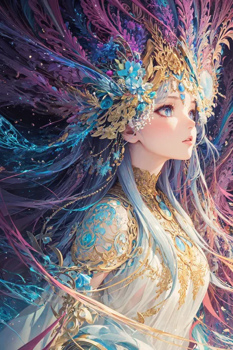(masterpiece, top quality, best quality, official art, beautiful and aesthetic:1.2), (1girl), extreme detailed,(fractal art:1.3),colorful,highest detailed