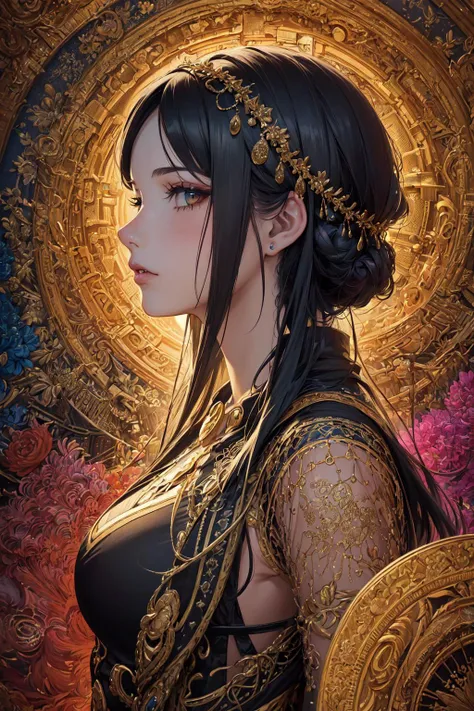 (masterpiece, top quality, best quality, official art, beautiful and aesthetic:1.3), (1girl:1.3), extreme detailed,(fractal art:1.3),colorful