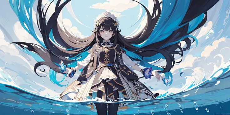 (flat color:1.3),(colorful:1.3),(masterpiece:1.2), best quality, masterpiece, original, extremely detailed wallpaper, looking at viewer,1girl,solo,floating colorful water