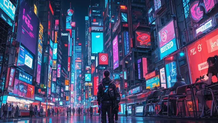 (masterpiece, top quality, best quality, official art, beautiful and aesthetic:1.2),(blue purple neon lighting), (vibrant glow), dynamic colors, striking contrast, futuristic vibe, electric energy,reflective surfaces,(cityscape:1.3),8k,official wallpaper, (cyberpunk:1.2) ,futrue