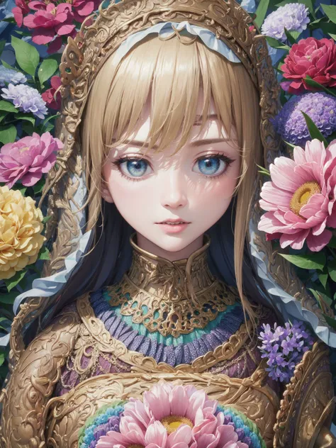 (ultra-detailed background, detailed background), absurdres, highres, ultra detailed, extremly detailed, 1girl, (bunch of flowers:1.3), (zentangle:1.2), (geometric:1.2),(colorful), <lora:cuteGirlMix4_v10_T_mix4:0.35>, <lora:hanfu_v29_T_hanfu:0.35>, masterpiece, best quality,