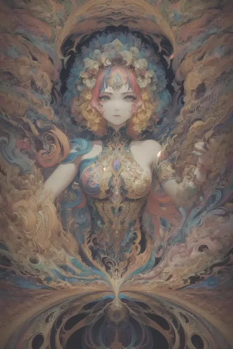 (masterpiece, top quality, best quality, official art, beautiful and aesthetic:1.5), (1girl:1.3), extremely detailed,(fractal art:1.2),colorful,highest detailed,(zentangle:1.2), (dynamic pose), (abstract background:1.5), (treditional dress:1.2), (shiny skin), (many colors:1.8),