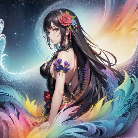 (masterpiece, top quality, best quality, official art, beautiful and aesthetic:1.2), (1girl),upper body, extreme detailed,(fractal art:1.3),colorful,highest detailed