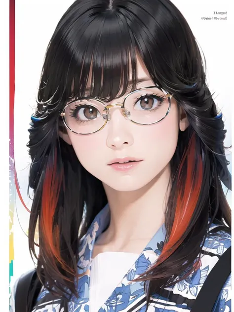 (masterpiece, top quality, best quality, beautiful and aesthetic:1.2), (1girl:1.3), extreme detailed,colorful,highest detailed, detailed face, playful patterns, lively texture, rich colors, unique visual effect, glasses, <lora:hashimotoKanna_v11:1>, upper body, school, class