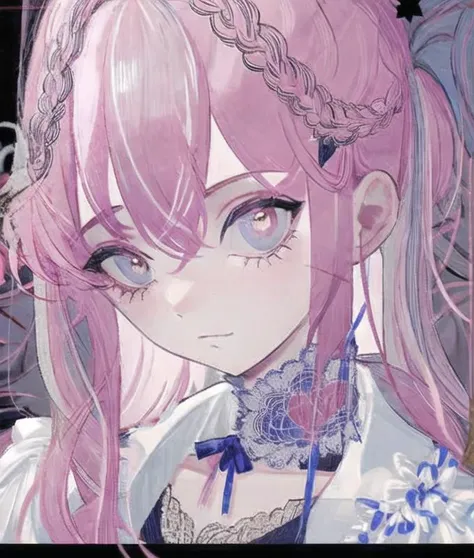 <lora:waves:1>, girl, face, pink hair,