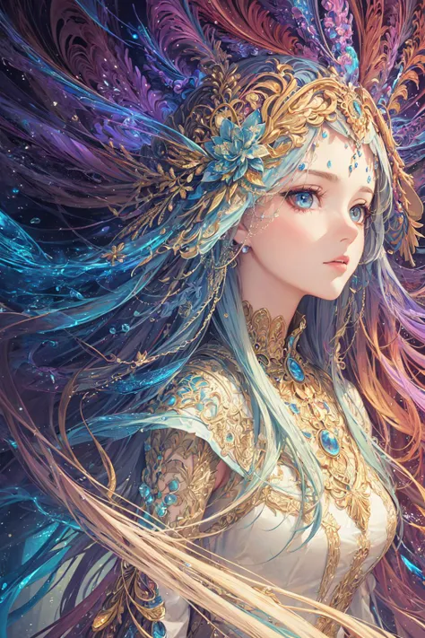 (masterpiece, top quality, best quality, official art, beautiful and aesthetic:1.2), (1girl), extreme detailed,(fractal art:1.3),colorful,highest detailed