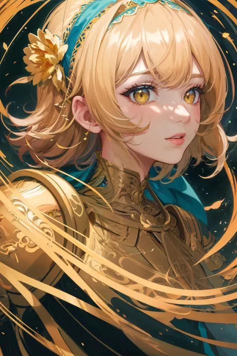 (masterpiece, best quality:1.2), highres, best illustration, 8k resolution, (Traditional Media:1.2), (2d), (dynamic angle, dynamic pose:1.1), upper body, cowboy shot, outline, ((thick lineart)), (ultra-detailed portrait), stylish, official art, robocap, solo, mature female, perfect face, detailed face, (detailed eyes, deep eyes, yellow eyes:1.1), makeup, sitting, highly detailed, various colors, soft, hairband, white chiffon dress, blue ribbon, bow, fantasy, heavenly, dreamy, garden, nature, flowers, architecture, intricate, particles, (depth of field), 85mm, sharp focus, (cinematic lighting:1.1), (best shadow), <lora:RobocapV3:0.4>