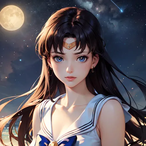 masterpiece,best quality,ultra-detailed,8K,detailed light,detailed shadow,RAW, (detailed skin),(realistic:1.2), 1girl,face,14 year old, souryuuasukalangley, <lora:asukaLangleySohryu_v9:1>, (plugsuit 02 under clothes, interface headset,), night, lights, from below, style-empire