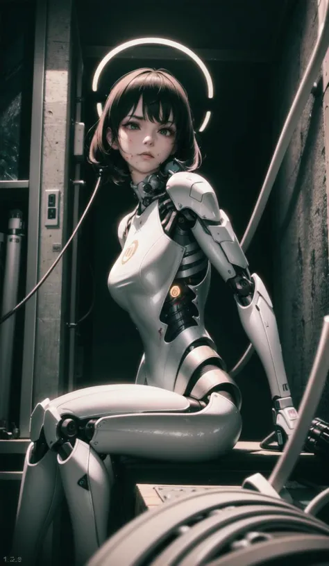 ((1 mechanical girl, single person, full body, mechanical joints, mechanical limbs, blood vessels connected to tubes, mechanical spine, attached to the back, mechanical neck, sitting, expressionless, wires and cables around the neck, wires and cables on the head, Masterpiece, superb, ultra-fine, ultra-fine 8K Unity game CG, extremely delicate and beautiful, viewed from the side, film light,)), ((high quality:1.2, masterpiece:1.2)),absurdres, high resolution,(8k resolution), 8k, 8kres, 8k res,high details, detailed and intricate, intricate details, high intricate details, absurd amount of details,super resolution, ultra hd, megapixel,landscape, outdoors,((upper body:1.2)), portrait, Painting,3D,Realism, VFX,FXAA,Shaders,Denoise, De-Noise, Natural Lighting,Neon Lights, Neon, Neon Lighting,depth of field,