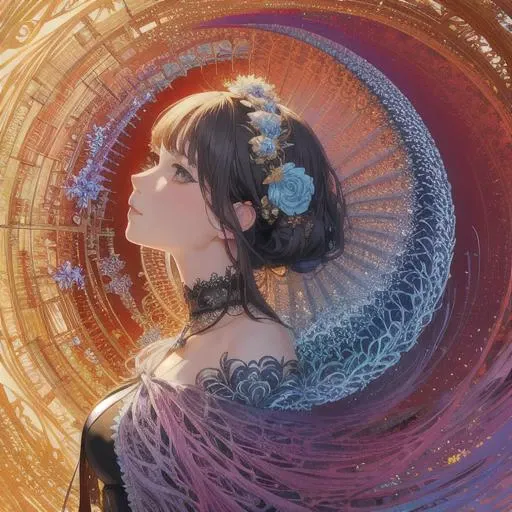 (masterpiece, top quality, best quality, official art, beautiful and aesthetic:1.2), (1girl), extreme detailed,(fractal art:1.3),colorful,highest detailed, full picture