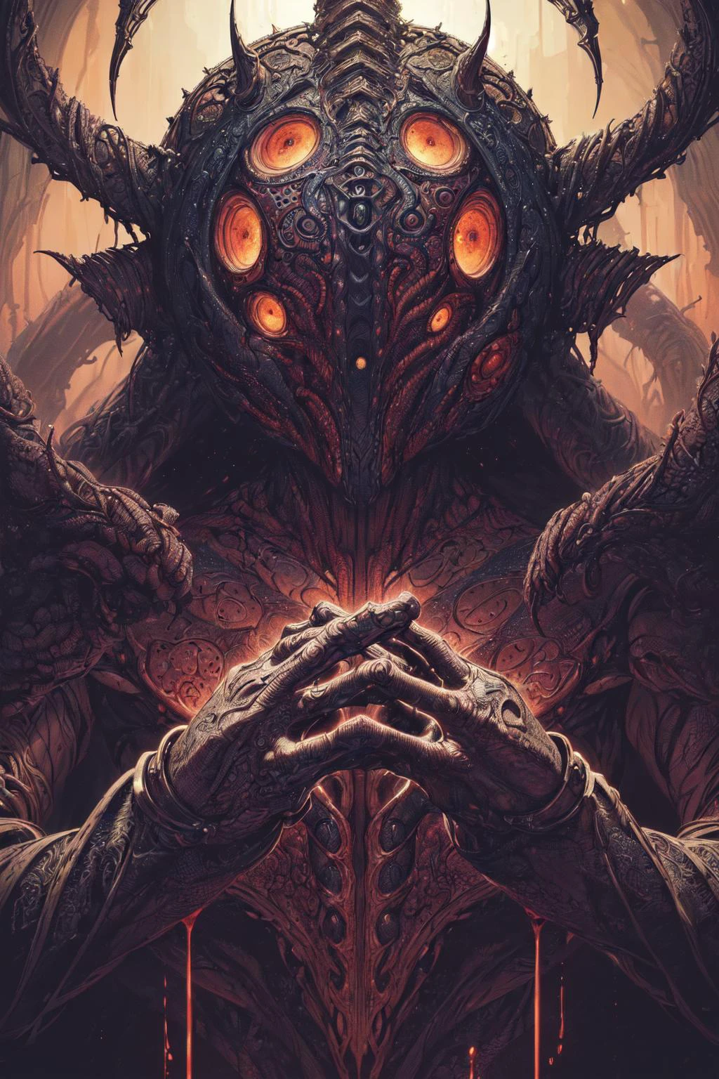 (body horror:1.4), (biomachine:1.3), (bloody:1.2), living being, (colorful:1.2), Hans Giger, many hands, (zentangle:1.2),
grainy, extremely detailed, intricate detail, dynamic lighting,photorealistic, natural lighting, ,low light,
(masterpiece,detailed,highres:1.2),