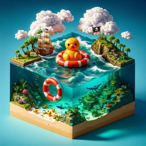 Best quality,masterpiece,ultra high res,<lora:slf2:0.7>,
shuilifang,watercraft,ship,island,no humans,flag,cloud,day,palm tree,ocean,bird,tree,outdoors,water,sky,fish,beach,boat,flower,scenery,innertube,rubber duck,