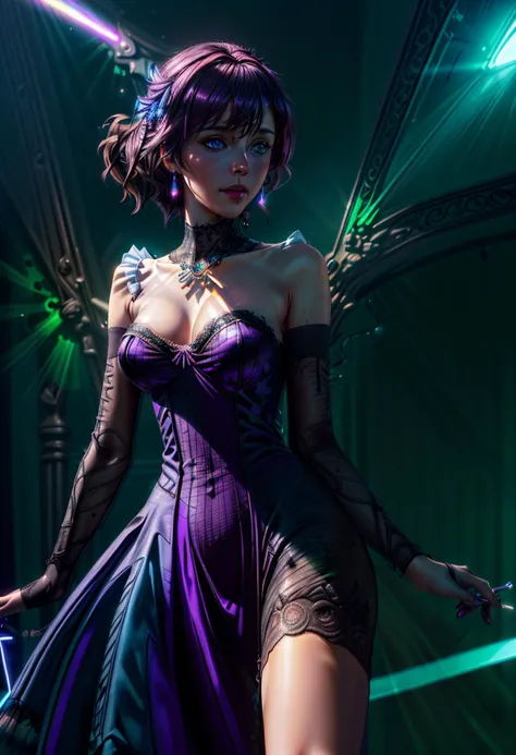 (masterpiece, best quality, highres:1.2), (photorealistic:1.2), (intricate and beautiful:1.2), ((colorful, dynamic angle)), (Dutch angle shot:1.5), (extreme close-up shot:1), fashion photography, 1girl, (cocktail dress designed by Virginie Viard:1.5), cameltoe:2, <lora:mlegs2:0.9> mposition, wide hips:0.8, blushing, <lora:more_details:0.65>, (official art), backlight, hair light, cinematic lighting, ethereal light, gorgeous light and shadows, glamorous, rich colors, magenta led lights , green led lights, yellow led lights, blue led lights, studio lighting, 8k, cinematic illumination, extremely sharp, cinematic composition, <lora:spotlight:0.58>, dark theme, spotlight, (fractal art:1) ,<lora:epi_noiseoffset2:0.6>