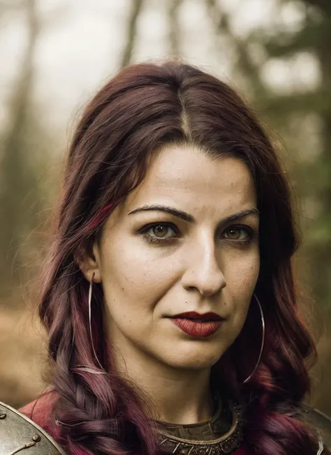 A stunning intricate full color portrait of (35 years old sks woman:1) as (viking warrior woman), (barbarian), epic character composition, by ilya kuvshinov, alessio albi, nina masic, sharp focus, natural lighting, subsurface scattering, f2, 35mm, film grain, <lora:locon_anitasarkeesian_v1_from_v1_64_32:1.4>