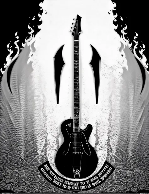 (((poster))), (bird:1), guitar backgrÄ±und, big dragon, fire <lora:VintageRock:1>, (((black and white)))