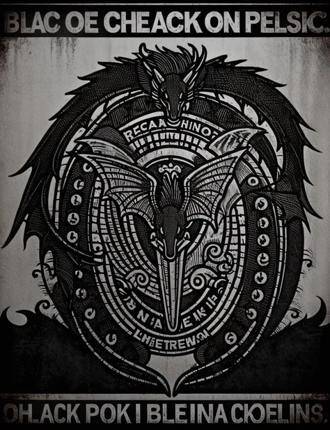 (((poster))), (bird:1), dragon, fire , (((black and white))), <lora:VintageRock:1>