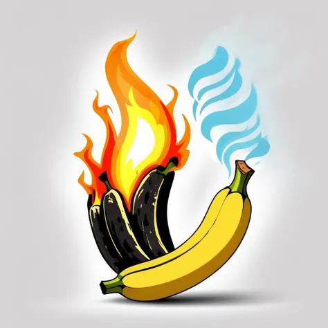 a burning banana <lora:[XL]Tshirt_design:1>