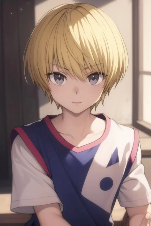 masterpiece, best quality, high quality, 1boy, solo, male focus, looking at viewer, upper body, <lora:kurapika:0.70>, kurapika