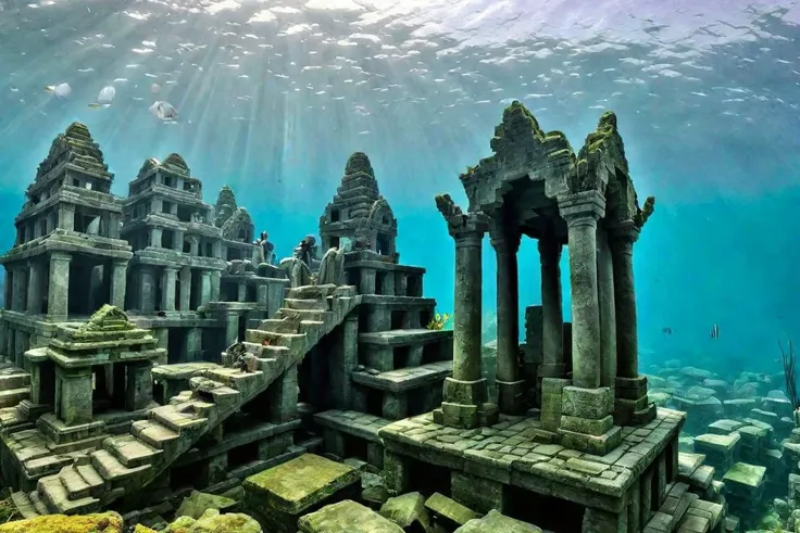 <lora:Surreal_XL:1>, surreal_xl, surreal-xl, absurd, bizarre, eerie, fanciful, fantastic and ludicrous, background of underwater ruins of Asia, interesting things and people under water, 8k, digital photo, canon DSLR,