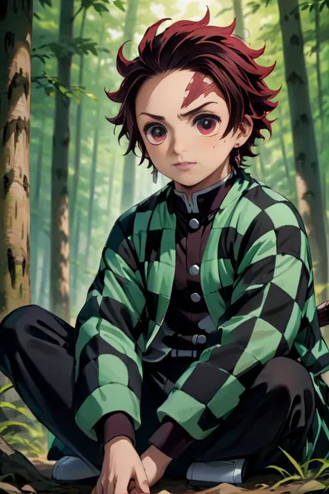 1boy,Juvenal, ultra detailed face
masterpiece, ultra detail, forest, (upper body:1.4), tanjiro, checkered clothes,demon slayer uniform, black pants, sitting
<lora:tanjiro-000009:0.6>