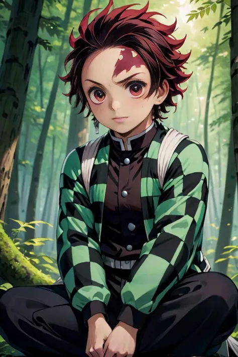 1boy,Juvenal, ultra detailed face
masterpiece, ultra detail, forest, (upper body:1.4), tanjiro, checkered clothes,demon slayer uniform, black pants, sitting
<lora:tanjiro-000009:0.6>