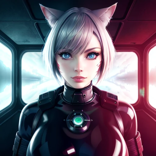 latex, miqote_woman, apocalypse, photorealistic, normal skin, destruction, radioactivity,inside a scifi spaceship, the end of the world, perfect eyes,