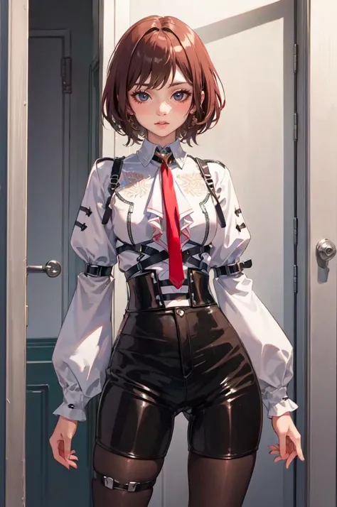(best qualityer))), (((manga strokes))), (((light curly hair))), (((baggy pants with black spots))), (((textures and black paint running down clothes))), (((Rusc GFX_dark))), uma Kizi jovem muito bem vestida com roupas modernas de inverno, pants with paint splatters, top gift vertical stripes, short jacket with dark fur collar, beautiful and expressive face, slightly-smile, big eyes with long black eyelashes, heavy make-up, chains and zippers spread across clothes, contrasting colours, pose de atitude, hair with a modern and futuristic cut, urban game poster art, dramatic camera angles, graffiti art elements in the background, design mixing contemporary and retro by Shepard Fairey, (((cowboy shot))), (((best qualityer: 1.4))), (Unbeatable masterpiece), (hiper HD),(CG 8k hyper-realistic), Kizi, (((standing alone))), pirralha violent, (((14歳))), sexly, pose de atitude, work of art, post-apocalypse, (((manga style))), bounty hunter, violent, Manic, the way you want, slenderbody, thin but strong, perfectbody, roupa moderna, advanced technology, neon, sleeves with vertical striped pattern, neutral background, (( cowboy shot )). intricate visual