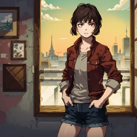(art gallery, gorgeous view)
(cowboy shot), sfw, (masterpiece), (best quality:1.0), (ultra highres:1.0), detailed eyes, detailed clothing texture, beautiful face, woman, Isabeau hand in pocket, city paintings on wall
brownish red eyes
horikoshi kouhei
<lora:Isabeau_SMT4:0.5> , <lora:horikoshi kouhei:0.7>
