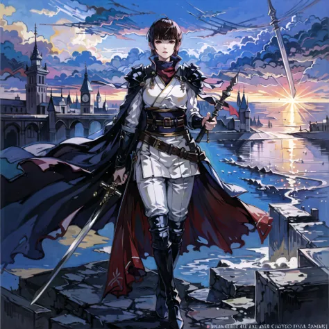 (castle city, gorgeous view)
(full body shot), sfw, (masterpiece), (best quality:1.0), (ultra highres:1.0), detailed eyes, detailed clothing texture, beautiful face, 1girl, solo, Isabeau posing, holding weapon, sword, rapier
(samurai armor), white pants, brownish red eyes
ff14 mogi yuusuke
<lora:Isabeau_SMT4:0.5> , <lora:ff14 mogi yuusuke:0.7>