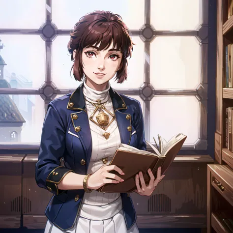 (library window, gorgeous view)
(cowboy shot), sfw, (masterpiece), (best quality:1.0), (ultra highres:1.0), detailed eyes, detailed clothing texture, beautiful face, 1girl, solo, Isabeau reading, smiling
(white turtleneck), plaid skirt, bracelet, brownish red eyes
arcane
<lora:Isabeau_SMT4:0.4> <lora:arcaneStyleLora_offset:0.7>